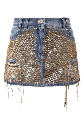 Женская джинсовая юбка BALMAIN синего цвета по цене 132500 руб., арт. TF14016/D012 | Фото 1 Женская джинсовая юбка BALMAIN синего цвета, арт. TF14016/D012 | Фото 1