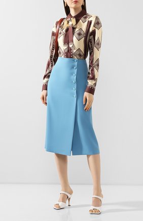 Женская шелковая блузка MARC JACOBS RUNWAY коричневого цвета по цене 65850 руб., арт. W6000040 | Фото 2 Женская шелковая блузка MARC JACOBS RUNWAY коричневого цвета, арт. W6000040 | Фото 2