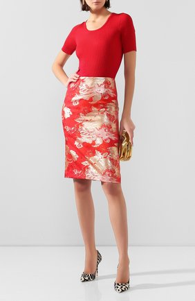 Женский шелковый пуловер DOLCE & GABBANA красного цвета по цене 47950 руб., арт. FX803T/JASMH | Фото 2 Женский шелковый пуловер DOLCE & GABBANA красного цвета, арт. FX803T/JASMH | Фото 2