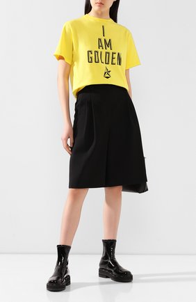 Женская хлопковая футболка GOLDEN GOOSE DELUXE BRAND желтого цвета по цене 9900 руб., арт. G36WP024.06 | Фото 2 Женская хлопковая футболка GOLDEN GOOSE DELUXE BRAND желтого цвета, арт. G36WP024.06 | Фото 2
