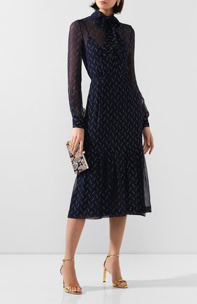 Женское шелковое платье SAINT LAURENT темно-синего цвета по цене 219500 руб., арт. 618962/Y6A54 | Фото 2 Женское шелковое платье SAINT LAURENT темно-синего цвета, арт. 618962/Y6A54 | Фото 2