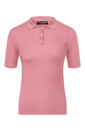 Женское шелковое поло DOLCE & GABBANA розового цвета по цене 52350 руб., арт. FX804T/JASMH | Фото 1 Женское шелковое поло DOLCE & GABBANA розового цвета, арт. FX804T/JASMH | Фото 1