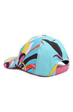 Детская бейсболка EMILIO PUCCI бирюзового цвета по цене 10400 руб., арт. 9M0197/ME560 | Фото 2 Детская бейсболка EMILIO PUCCI бирюзового цвета, арт. 9M0197/ME560 | Фото 2 (Материал: Хлопок, Текстиль)