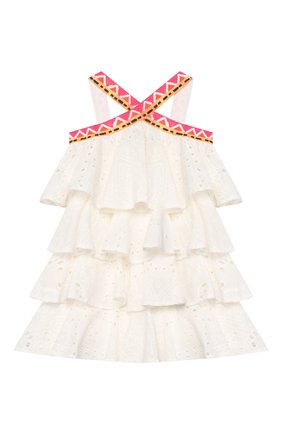 Детское хлопковое платье STELLA JEAN KIDS белого цвета, арт. 20E/J/JF/AB22/3210/4A-6A | Фото 1 (Материал подклада: Вискоза; Материал внешний: Хлопок; Рукава: Короткие; Девочки Кросс-КТ: Платье-одежда)