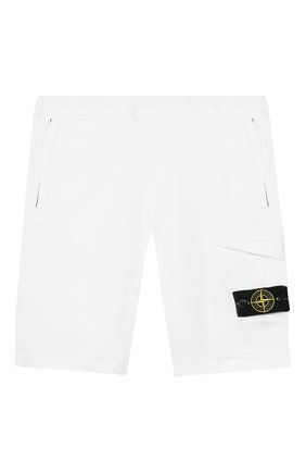 Детские хлопковые шорты STONE ISLAND белого цвета по цене 7995 руб., арт. 7216L0412/6-8 | Фото 1 Детские хлопковые шорты STONE ISLAND белого цвета, арт. 7216L0412/6-8 | Фото 1