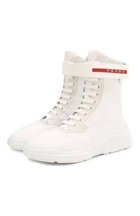 Женские ботинки PRADA белого цвета по цене 70000 руб., арт. 3T6444-HEC-F0009-10 | Фото 1 Женские ботинки PRADA белого цвета, арт. 3T6444-HEC-F0009-10 | Фото 1