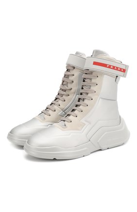 Женские ботинки PRADA серого цвета по цене 79000 руб., арт. 3T6444-HEC-F0518-10 | Фото 1 Женские ботинки PRADA серого цвета, арт. 3T6444-HEC-F0518-10 | Фото 1