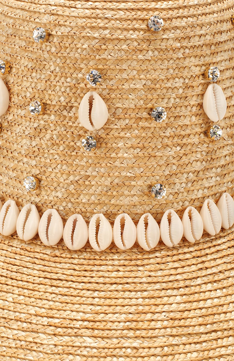 Женская соломенная шляпа LE NINE бежевого цвета, арт. RH 1901/CRYSTAL/00030 | Фото 3 (Материал: Растительное волокно)