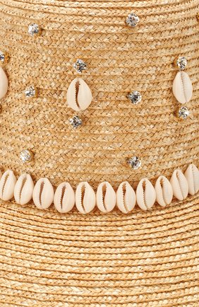 Женская соломенная шляпа LE NINE бежевого цвета, арт. RH 1901/CRYSTAL/00030 | Фото 3 (Материал: Растительное волокно)