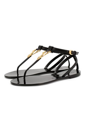 Женские кожаные сандалии virtus VERSACE черного цвета по цене 47200 руб., арт. DST211C/DVT2P | Фото 1 Женские кожаные сандалии virtus VERSACE черного цвета, арт. DST211C/DVT2P | Фото 1