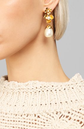 Женские серьги OSCAR DE LA RENTA золотого цвета по цене 29100 руб., арт. S20J138G0L | Фото 2 Женские серьги OSCAR DE LA RENTA золотого цвета, арт. S20J138G0L | Фото 2
