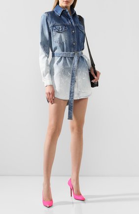 Женское джинсовое платье OFF-WHITE синего цвета по цене 62650 руб., арт. 0WYM002R207730987171 | Фото 2 Женское джинсовое платье OFF-WHITE синего цвета, арт. 0WYM002R207730987171 | Фото 2