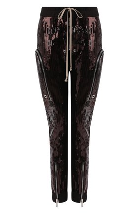 Женские брюки с пайетками RICK OWENS черного цвета по цене 149000 руб., арт. R020S1326/TEEM1 | Фото 1 Женские брюки с пайетками RICK OWENS черного цвета, арт. R020S1326/TEEM1 | Фото 1