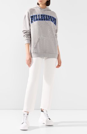 Женская хлопковое худи FILLES A PAPA серого цвета по цене 14350 руб., арт. C0LLEGE FLEECE | Фото 2 Женская хлопковое худи FILLES A PAPA серого цвета, арт. C0LLEGE FLEECE | Фото 2