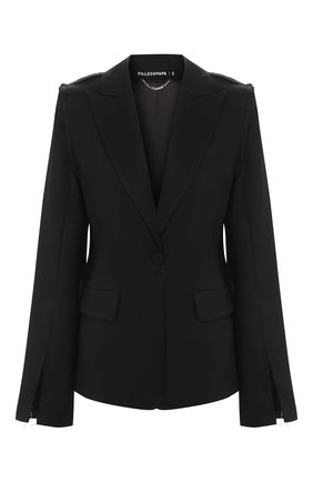 Женский двубортный жакет FILLES A PAPA черного цвета по цене 49450 руб., арт. GRACE PRINT TAIL0RING | Фото 1 Женский двубортный жакет FILLES A PAPA черного цвета, арт. GRACE PRINT TAIL0RING | Фото 1