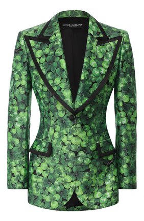 Женский шелковый жакет DOLCE & GABBANA зеленого цвета по цене 215500 руб., арт. F29ELT/IS1AX | Фото 1 Женский шелковый жакет DOLCE & GABBANA зеленого цвета, арт. F29ELT/IS1AX | Фото 1