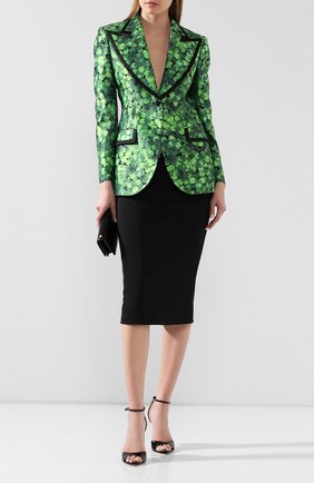 Женский шелковый жакет DOLCE & GABBANA зеленого цвета по цене 215500 руб., арт. F29ELT/IS1AX | Фото 2 Женский шелковый жакет DOLCE & GABBANA зеленого цвета, арт. F29ELT/IS1AX | Фото 2