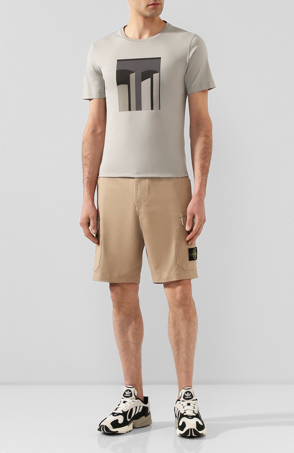 Мужские черно-белые комбинированные кроссовки yung-1 ADIDAS ORIGINALS  купить в интернет-магазине ЦУМ, арт. EF5342