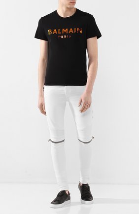 Мужская хлопковая футболка BALMAIN черного цвета по цене 29300 руб., арт. TH01601/I309 | Фото 2 Мужская хлопковая футболка BALMAIN черного цвета, арт. TH01601/I309 | Фото 2