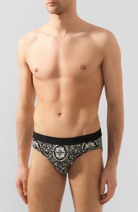 Мужские хлопковые брифы DOLCE & GABBANA черно-белого цвета по цене 5300 руб., арт. M3A01J/HS7BF | Фото 2 Мужские хлопковые брифы DOLCE & GABBANA черно-белого цвета, арт. M3A01J/HS7BF | Фото 2