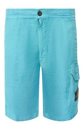 Мужские льняные шорты STONE ISLAND голубого цвета по цене 17950 руб., арт. 7215L0301 | Фото 1 Мужские льняные шорты STONE ISLAND голубого цвета, арт. 7215L0301 | Фото 1