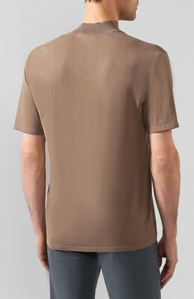 Мужская хлопковая футболка ZEGNA COUTURE бежевого цвета, арт. CUZ90/C02 | Фото 4 (Принт: Без принта; Рукава: Короткие; Длина (для топов): Стандартные; Мужское Кросс-КТ: Футболка-одежда; Материал внешний: Хлопок; Стили: Кэжуэл)