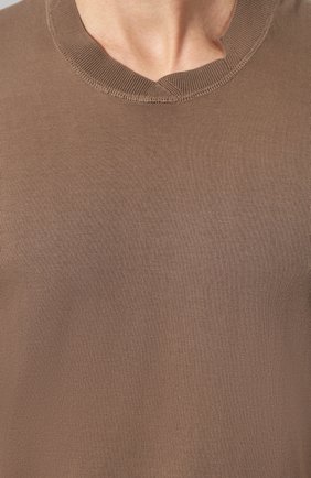 Мужская хлопковая футболка ZEGNA COUTURE бежевого цвета, арт. CUZ90/C02 | Фото 5 (Принт: Без принта; Рукава: Короткие; Длина (для топов): Стандартные; Мужское Кросс-КТ: Футболка-одежда; Материал внешний: Хлопок; Стили: Кэжуэл)