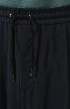 Мужские шорты GIORGIO ARMANI темно-синего цвета, арт. 9SGPB003/T00AB | Фото 5 (Материал внешний: Купро, Растительное волокно; Мужское Кросс-КТ: Шорты-одежда; Принт: Без принта; Случай: Повседневный; Длина Шорты М: Ниже колена; Стили: Кэжуэл)