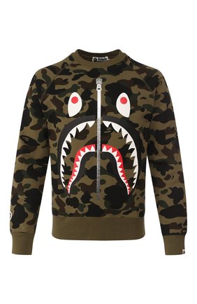 Мужской хлопковый свитшот BAPE хаки цвета по цене 21050 руб., арт. 1G30113001 | Фото 1 Мужской хлопковый свитшот BAPE хаки цвета, арт. 1G30113001 | Фото 1