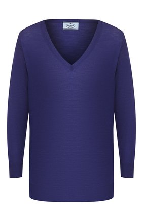 Женская шерстяной пуловер PRADA синего цвета по цене 55000 руб., арт. P24Q77-J2N-F0589 | Фото 1 Женская шерстяной пуловер PRADA синего цвета, арт. P24Q77-J2N-F0589 | Фото 1
