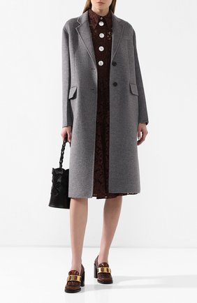 Женское шерстяное пальто PRADA серого цвета по цене 225000 руб., арт. P668M-1CRU-F0031 | Фото 2 Женское шерстяное пальто PRADA серого цвета, арт. P668M-1CRU-F0031 | Фото 2