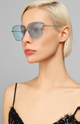 Женские солнцезащитные очки BALENCIAGA голубого цвета по цене 26300 руб., арт. BB0087SK 003 | Фото 2 Женские солнцезащитные очки BALENCIAGA голубого цвета, арт. BB0087SK 003 | Фото 2