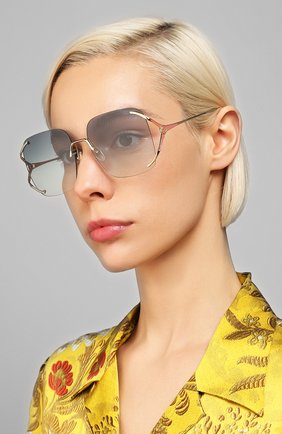 Женские солнцезащитные очки GUCCI синего цвета по цене 28800 руб., арт. GG0646S 004 | Фото 2 Женские солнцезащитные очки GUCCI синего цвета, арт. GG0646S 004 | Фото 2