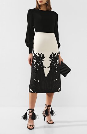 Женская юбка из смеси шерсти и шелка VALENTINO черно-белого цвета по цене 149500 руб., арт. TB0RA6055HQ | Фото 2 Женская юбка из смеси шерсти и шелка VALENTINO черно-белого цвета, арт. TB0RA6055HQ | Фото 2