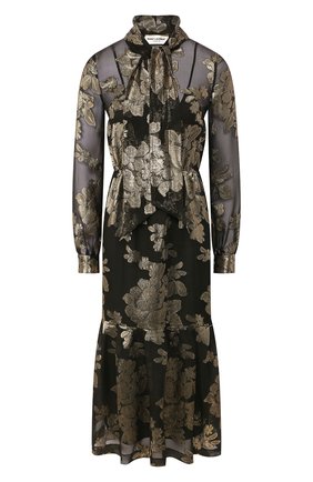 Женское платье-миди SAINT LAURENT черного цвета по цене 277500 руб., арт. 614419/Y7A10 | Фото 1