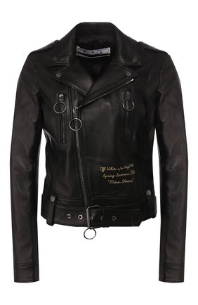 Женская кожаная куртка OFF-WHITE черного цвета по цене 174500 руб., арт. 0WJG002S20LEA0011020 | Фото 1 Женская кожаная куртка OFF-WHITE черного цвета, арт. 0WJG002S20LEA0011020 | Фото 1