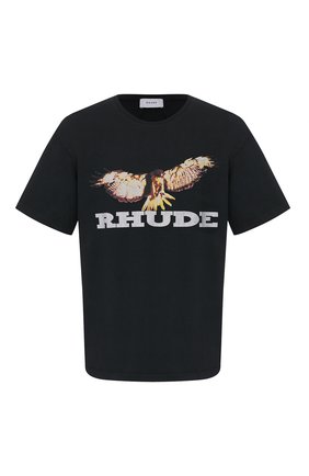 Мужская хлопковая футболка RHUDE черного цвета по цене 18050 руб., арт. RHU06PS20012 | Фото 1 Мужская хлопковая футболка RHUDE черного цвета, арт. RHU06PS20012 | Фото 1