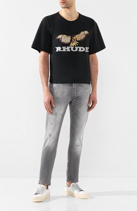 Мужская хлопковая футболка RHUDE черного цвета по цене 18050 руб., арт. RHU06PS20012 | Фото 2 Мужская хлопковая футболка RHUDE черного цвета, арт. RHU06PS20012 | Фото 2