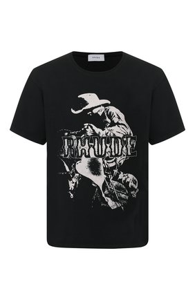 Мужская хлопковая футболка RHUDE черного цвета по цене 18050 руб., арт. RHU06PS20004 | Фото 1 Мужская хлопковая футболка RHUDE черного цвета, арт. RHU06PS20004 | Фото 1