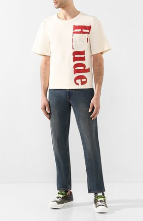 Мужская хлопковая футболка RHUDE белого цвета по цене 18050 руб., арт. RHU06PS20001 | Фото 2 Мужская хлопковая футболка RHUDE белого цвета, арт. RHU06PS20001 | Фото 2