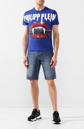 Мужская хлопковая футболка PHILIPP PLEIN темно-синего цвета по цене 31710 руб., арт. P20C MTK4415 PJY002N | Фото 2 Мужская хлопковая футболка PHILIPP PLEIN темно-синего цвета, арт. P20C MTK4415 PJY002N | Фото 2