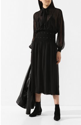 Женское шелковое платье SAINT LAURENT черного цвета по цене 199500 руб., арт. 619553/Y115W | Фото 2 Женское шелковое платье SAINT LAURENT черного цвета, арт. 619553/Y115W | Фото 2