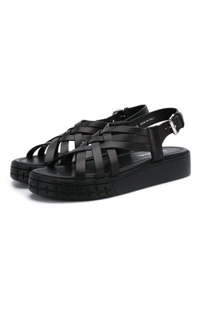 Женские кожаные сандалии PRADA черного цвета по цене 53000 руб., арт. 1X957L-248-F0002-30 | Фото 1 Женские кожаные сандалии PRADA черного цвета, арт. 1X957L-248-F0002-30 | Фото 1