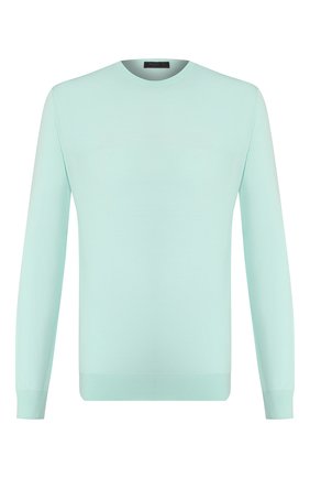 Мужской шерстяной джемпер PRADA бирюзового цвета по цене 71000 руб., арт. UMM984-C5W-F0934 | Фото 1 Мужской шерстяной джемпер PRADA бирюзового цвета, арт. UMM984-C5W-F0934 | Фото 1
