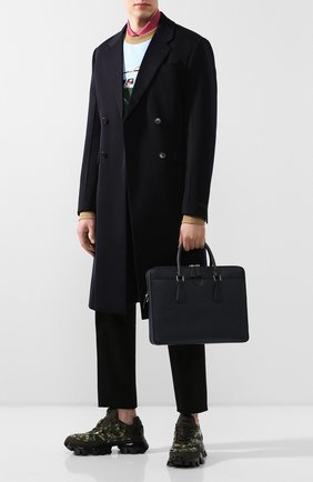 Мужской кожаный портфель PRADA синего цвета по цене 200000 руб., арт. 2VE366-2FAD-F0216-OOX | Фото 2 Мужской кожаный портфель PRADA синего цвета, арт. 2VE366-2FAD-F0216-OOX | Фото 2