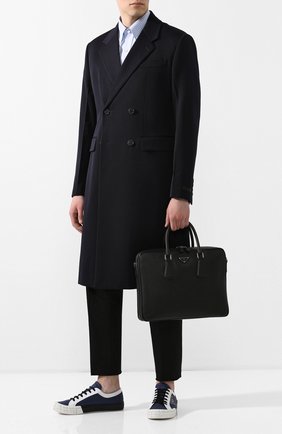 Мужской кожаный портфель PRADA черного цвета по цене 170000 руб., арт. 2VE011-9Z2-F0002-OOO | Фото 2 Мужской кожаный портфель PRADA черного цвета, арт. 2VE011-9Z2-F0002-OOO | Фото 2