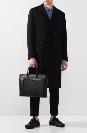 Мужской кожаный портфель PRADA черного цвета по цене 175000 руб., арт. 2VG044-9Z2-F0002-OOO | Фото 2 Мужской кожаный портфель PRADA черного цвета, арт. 2VG044-9Z2-F0002-OOO | Фото 2