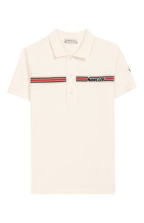 Детское хлопковое поло MONCLER белого цвета по цене 10300 руб., арт. F1-954-8A703-20-8496W/8-10A | Фото 1 Детское хлопковое поло MONCLER белого цвета, арт. F1-954-8A703-20-8496W/8-10A | Фото 1