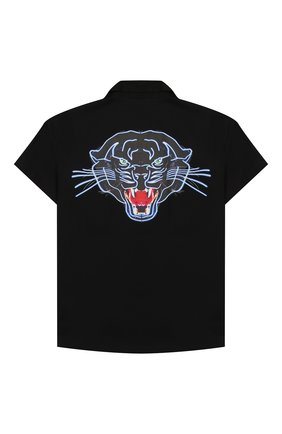 Детская хлопковая рубашка MARCELO BURLON KIDS OF MILAN черного цвета по цене 16350 руб., арт. 20E/B/MB/2095/0317/8-14Y | Фото 2 Детская хлопковая рубашка MARCELO BURLON KIDS OF MILAN черного цвета, арт. 20E/B/MB/2095/0317/8-14Y | Фото 2 (Рукава: Короткие; Материал внешний: Хлопок; Случай: Повседневный; Ростовка одежда: 12 лет | 152 см, 13 - 15 лет | 158 см, 8 лет | 128 см)
