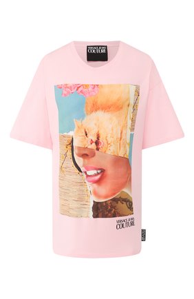Женская хлопковая футболка VERSACE JEANS COUTURE розового цвета по цене 14500 руб., арт. B2HVA7L2-VDP630 LA FIT KITTY/30295 | Фото 1 Женская хлопковая футболка VERSACE JEANS COUTURE розового цвета, арт. B2HVA7L2-VDP630 LA FIT KITTY/30295 | Фото 1